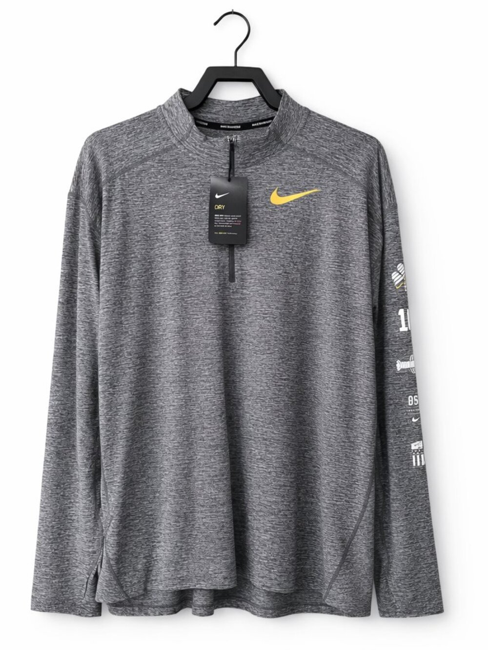 BOSTON RUN Nike DRI-FIT 1/4 Zip Running Long Sleeve Shirt Top Gray Men's XL